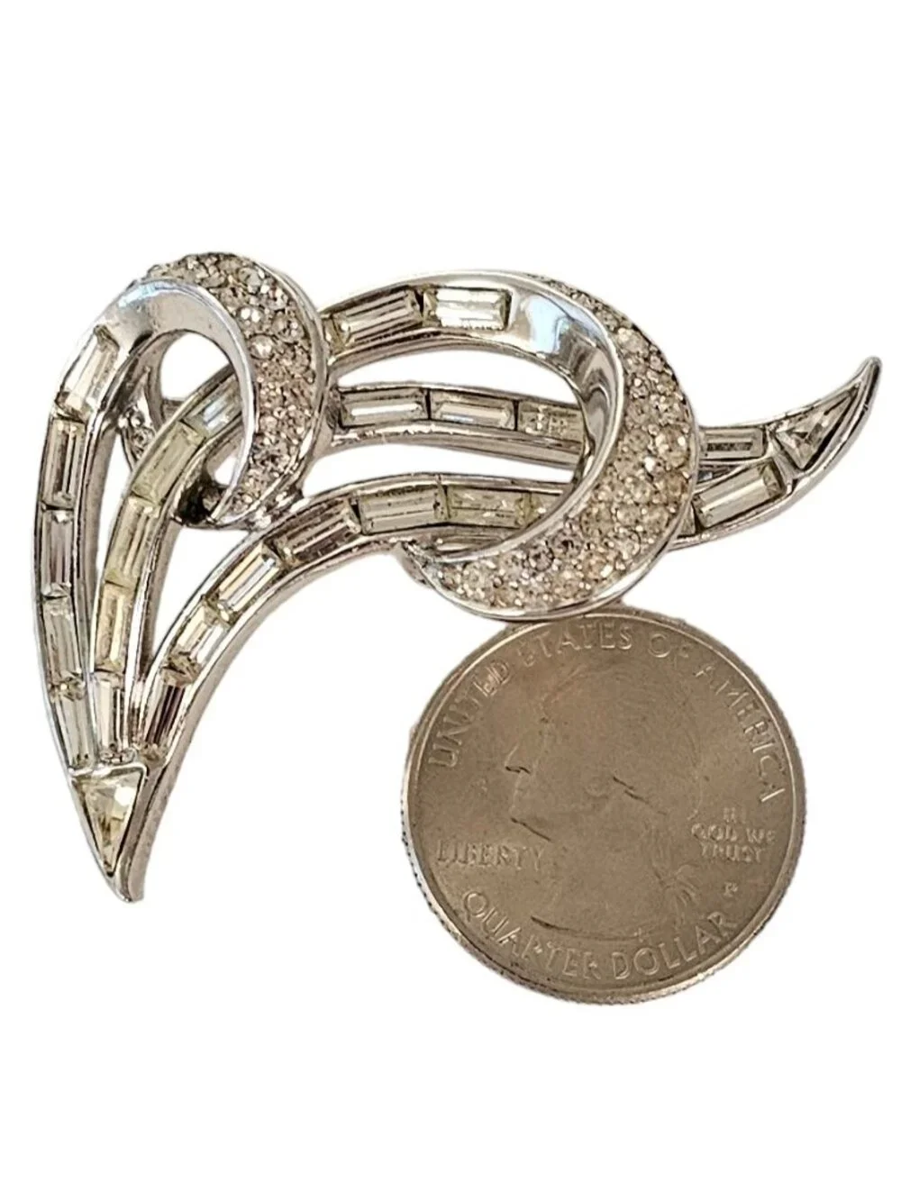 Trifari rhodium plated